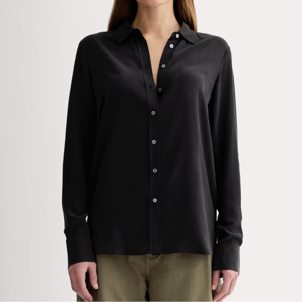 Everlane Must Have Classic Black Silk Shirt